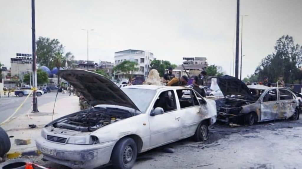 The site of the explosion near the Armament Directorate of the Ministry of Defense in the Bab Sharqi neighborhood of Damascus, May 19, 2026. (SANA)