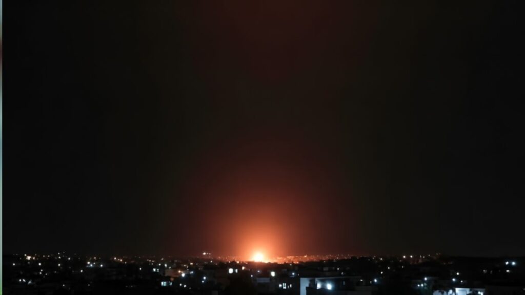 A Jordanian airstrike targeted Shahba in rural Suwayda province, May 2, 2026. (Syrian al-Ikhbariya)