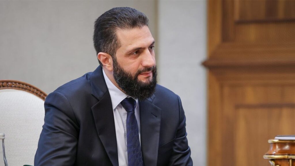 Syrian President Ahmed al-Sharaa during his meeting with Turkish businessman Fettah Tamince, May 4, 2026 (SANA)