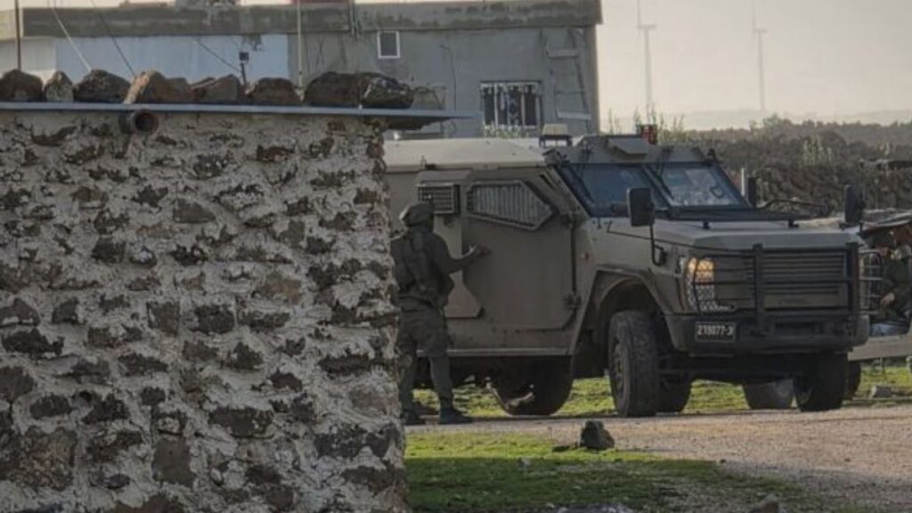 An Israeli patrol carries out an incursion in Quneitra countryside, March 15, 2026 (SANA)