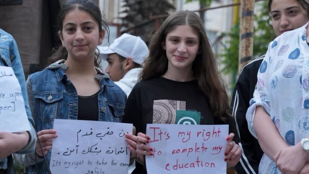 A student protest in al-Karama Square in central Suwayda, May 16, 2026 (Suwayda Press)