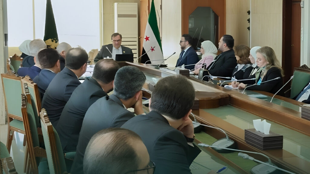 Meeting of former Central Bank of Syria Governor Abdulkader Husrieh with directors of public and private banks, May 7, 2026 (Central Bank of Syria)