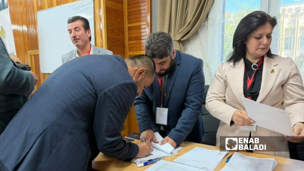 Ballot boxes opened to elect members of the People’s Assembly in Hasakah governorate, 24 May 2026. (Enab Baladi)