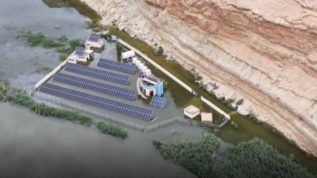 Precautionary measures taken by technical teams succeeded in protecting equipment at al-Baghouz water station after its site was flooded, June 1, 2026. (Ministry of Energy/Facebook)