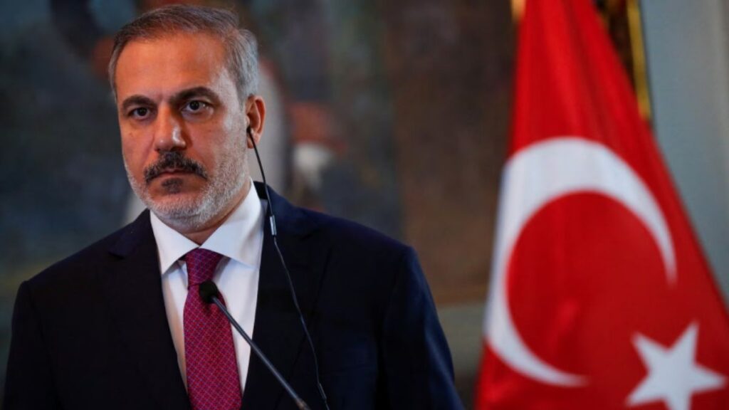 Turkish Foreign Minister Hakan Fidan speaks at a dialogue on Turkish foreign policy, June 2, 2026. (SANA)
