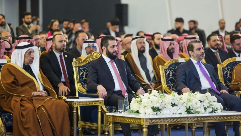 Announcement ceremony for the signing of strategic contracts between Syria and Saudi Arabia, February 7, 2026. (Presidency of the Syrian Arab Republic)