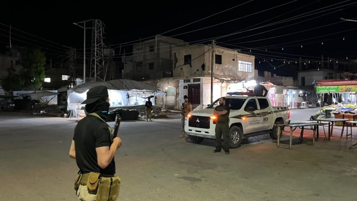 Internal Security personnel deployed in Palmyra city in Homs after security tension, June 16, 2026 (Homs Media Directorate / Facebook)