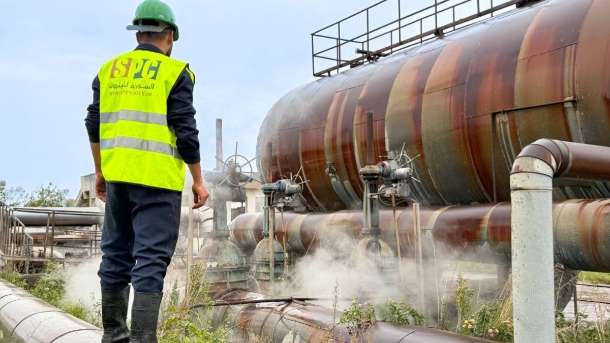 One of the oil tanks at Baniyas refinery, April 2, 2026. (Syrian Petroleum Company)