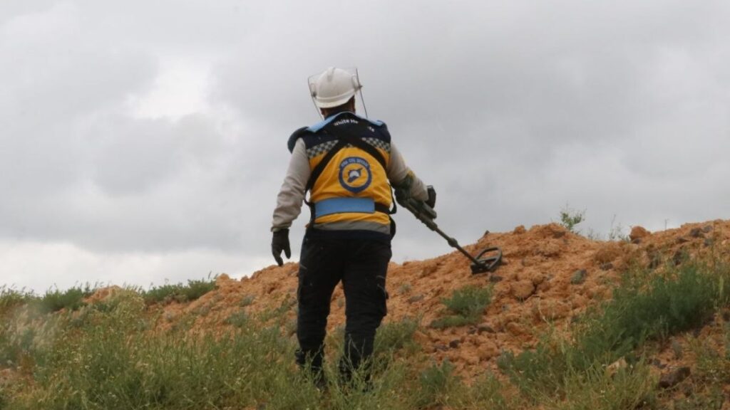 Syrian Civil Defense teams carry out search operations in rural Aleppo for war remnants, May 10, 2026. (Civil Defense)