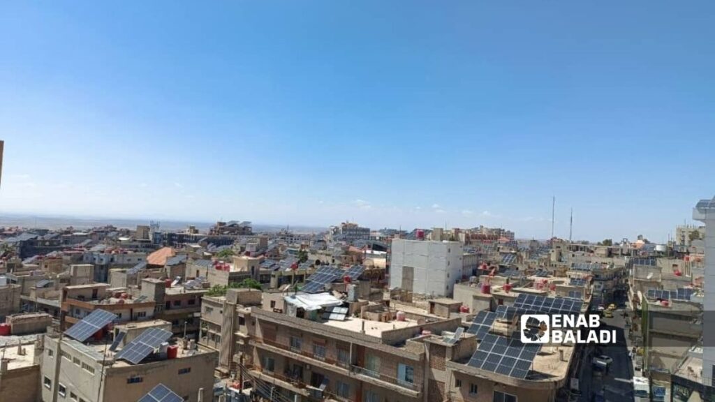 The spread of solar panels in Suwayda city, June 10, 2026 (Enab Baladi)