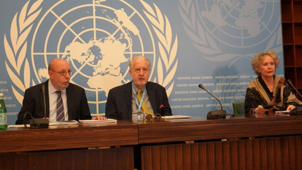 UN Commission of Inquiry on Syria during the launch of a report on violations in Syria, March 13, 2023. (UN Commission of Inquiry on Syria)