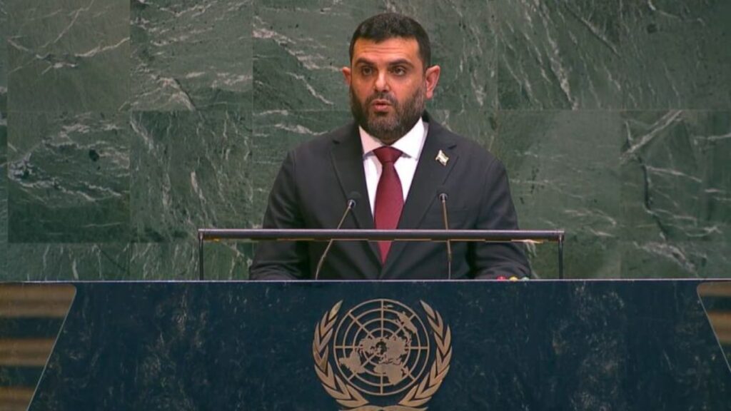 Head of the Syrian Intelligence Service Hussein al-Salama at the Counter-Terrorism Conference in New York, June 29, 2026 (SANA)