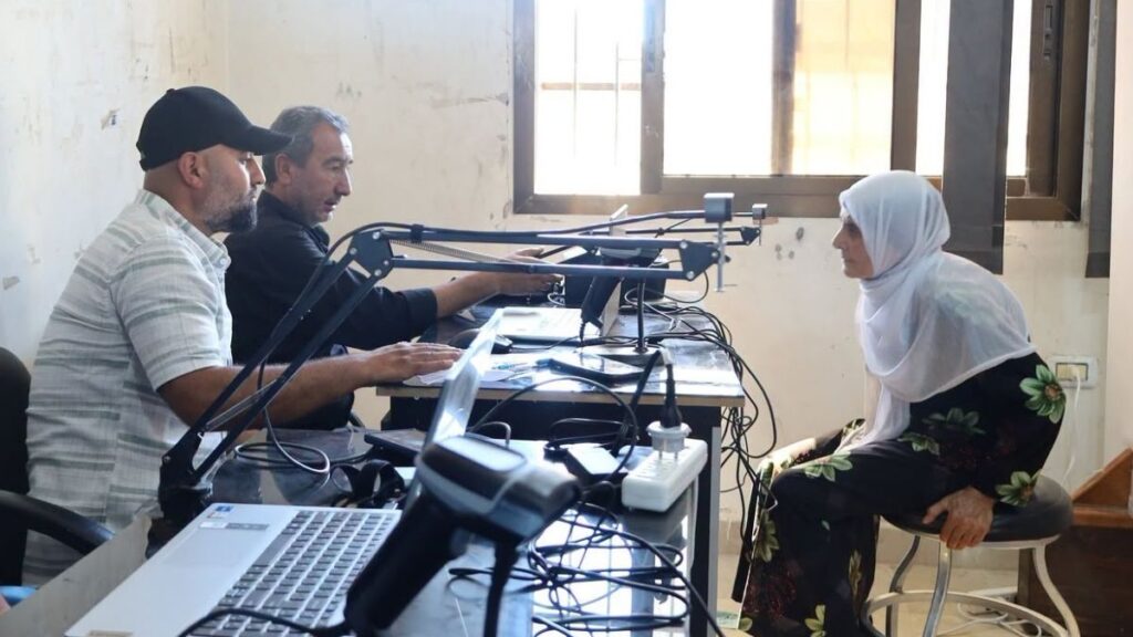 A Kurdish woman undergoes a citizenship interview in al-Hasakah, June 28, 2026. (Hawar News Agency)