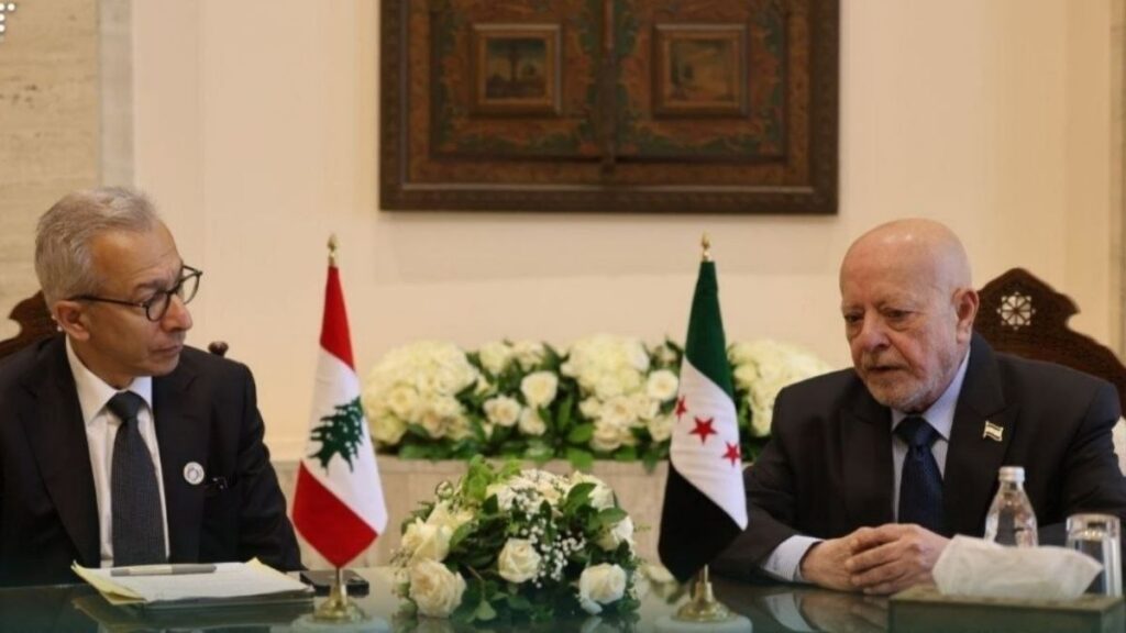 Syrian Minister of Economy and Industry Mohammad Nidal al-Shaar meets Lebanese Minister of Economy and Trade Amer Bisat in Damascus, May 9, 2026. (Syrian Ministry of Economy and Industry)