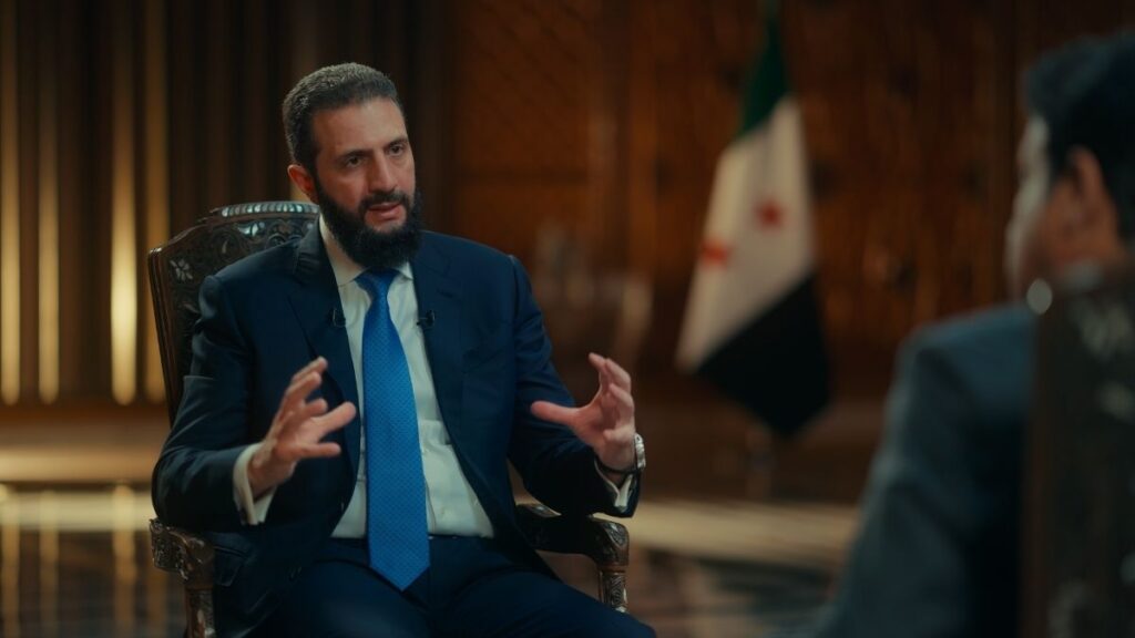 Syrian President Ahmed al-Sharaa during an interview with Al Jazeera, July 26, 2026. (Al Jazeera)