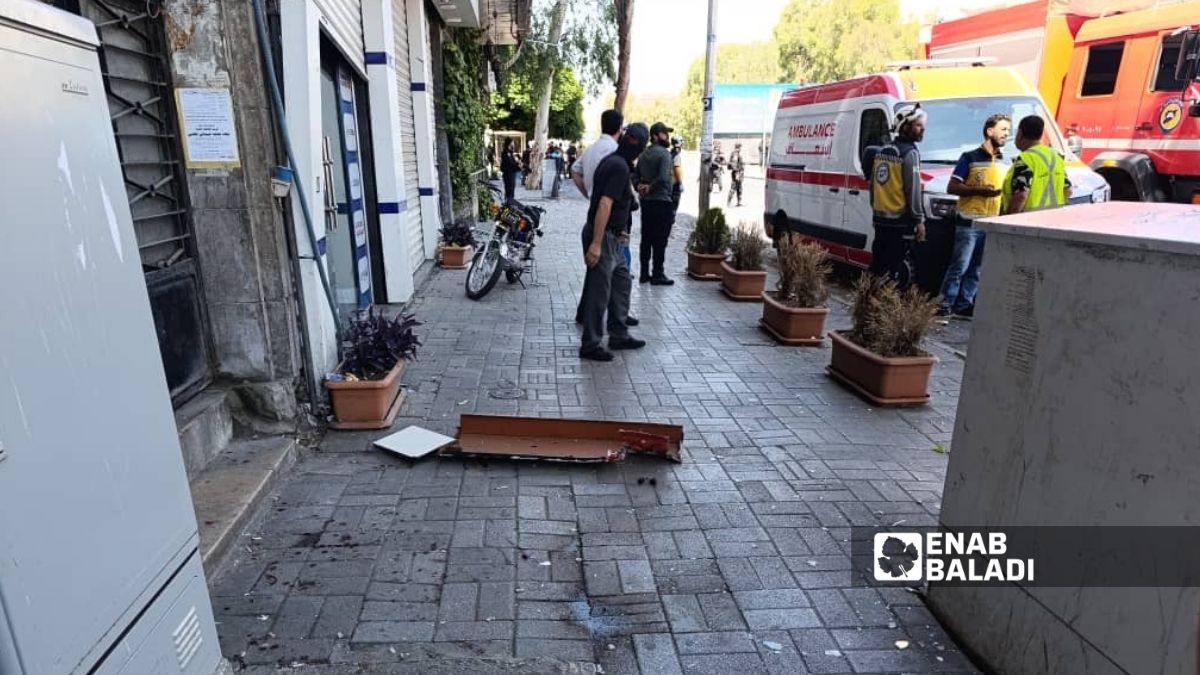 The site of one of the explosions in central Damascus, July 7, 2026. (Enab Baladi)