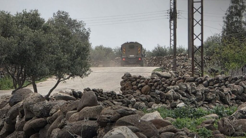 An Israeli patrol advances into the Jamlah area in western rural Daraa, June 27, 2026. (SANA)