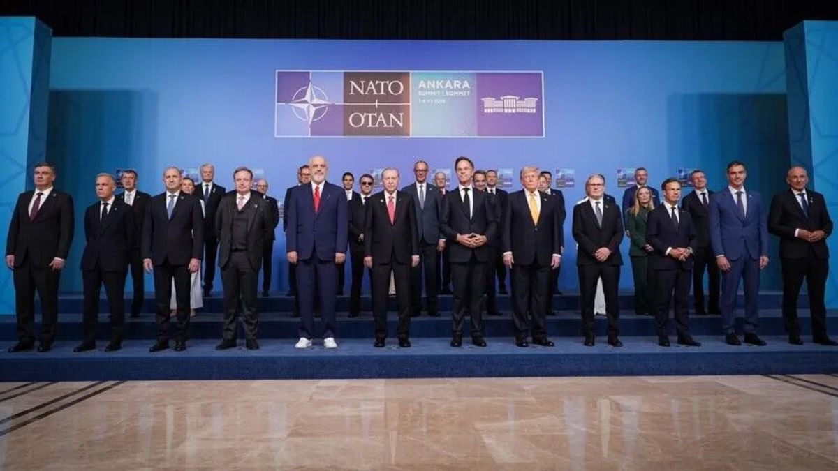 NATO heads of state pose for a group photo at the conclusion of the alliance summit held in the Turkish capital, Ankara, July 8, 2026. (Anadolu Agency)