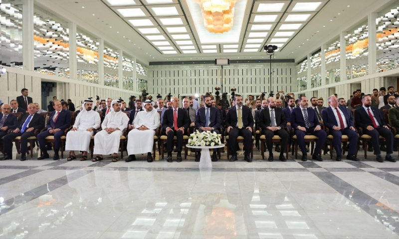 Signing ceremony for a memorandum of understanding between Syria’s Ministry of Energy and UCC International Group to develop Syria’s energy sector at the Presidential Palace in Damascus, May 29, 2025. (Syrian Presidency)