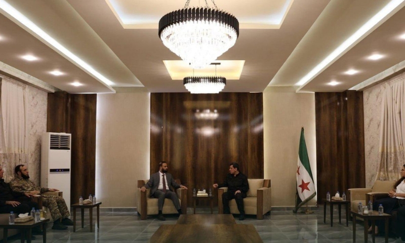 Presidential envoy Ziad al-Ayesh meets Syrian Democratic Forces commander Mazloum Abdi in al-Hasakah city (northeastern Syria), August 13, 2026. (al-Hasakah province)