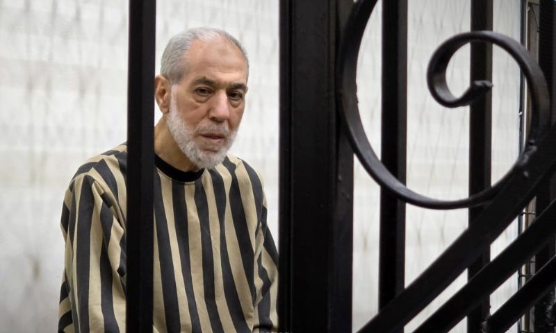 Ahmed Badr al-Din Hassoun, former grand mufti under the former Syrian regime, inside the defendant’s cage while awaiting sentencing by the Fourth Criminal Court at the Damascus Palace of Justice, Aug. 24, 2026 (SANA)