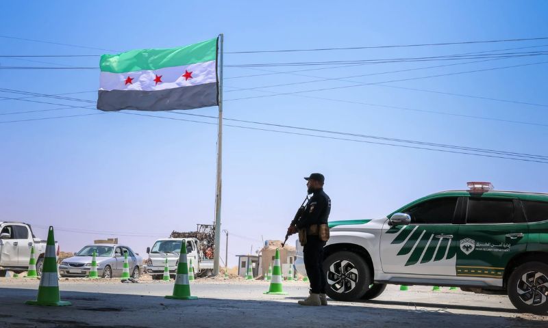 Road Security personnel deployed at the entrance to al-Hasakah city, July 15, 2026 (Internal Security Forces).