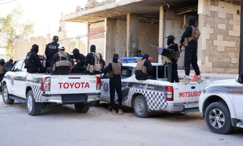 Internal Security Forces conduct a security operation against ISIS cells in the Western Ghouta area of Rif Dimashq, May 26, 2026. (al-Ikhbariya)