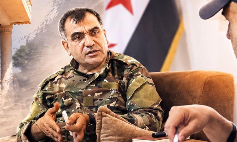 Mahmoud Barkhodan, commander of the Ayn al-Arab Brigade, during an interview with a Turkish newspaper, Aug. 16, 2026 (Türkiye Gazetesi).