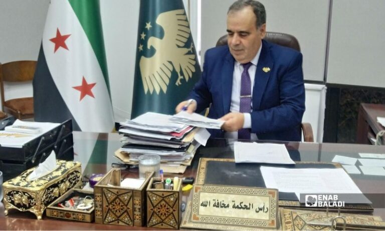 Adnan Al-Qasim, director general of the General Authority for the Management and Protection of Syrian State Property, during an interview with Enab Baladi, August 2, 2026. (Enab Baladi/Wasim al-Adawi)