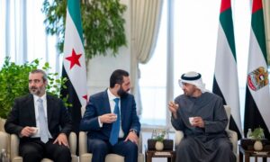 Syrian President Ahmed al-Sharaa meets his UAE counterpart in Abu Dhabi, September 15, 2026. (Presidency of the Syrian Arab Republic)