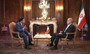 Iranian President Masoud Pezeshkian during an interview with Qatar’s Al Jazeera, Sept. 27, 2026. (Al Jazeera)