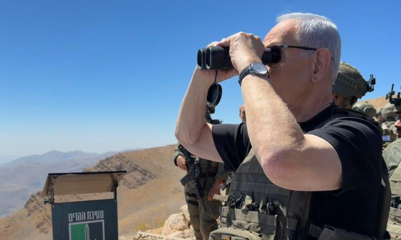 Israeli Prime Minister Benjamin Netanyahu speaks from an Israeli military base on Mount Hermon, September 9, 2026. (Israeli Prime Minister’s account on X)