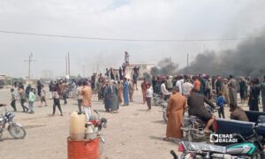 Protests and road blockades in Raqqa countryside over fuel price hikes, September 13, 2026 (Enab Baladi)