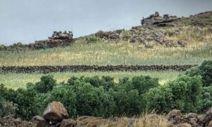 Israeli armored vehicles advance into the Quneitra countryside, September 28, 2026 (SANA). Israeli armored vehicles advance into the Quneitra countryside, September 28, 2026 (SANA).