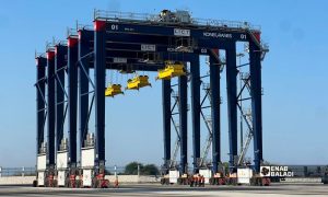 Modern fifth-generation rubber-tired gantry cranes at Latakia Port, October 22, 2026 (Enab Baladi/Doha Saqqa)
