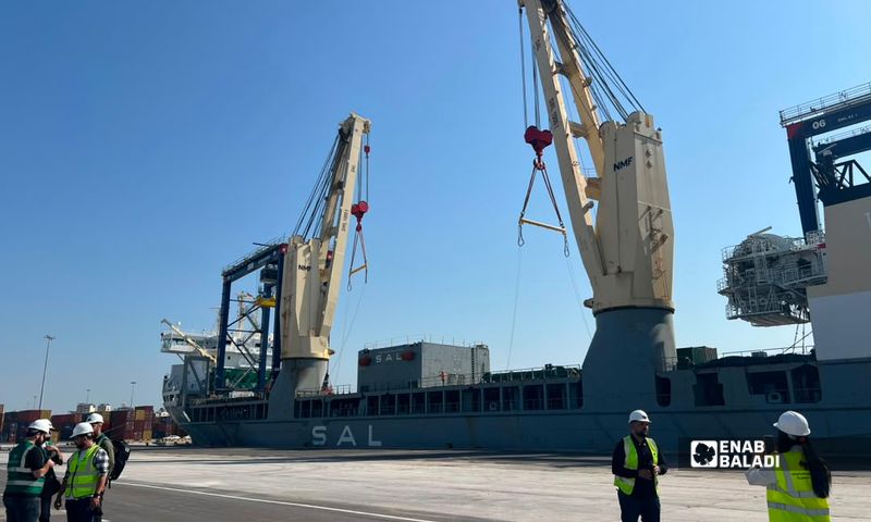 Latakia Port receives modern gantry cranes to develop and modernize Lattakia International Container Terminal, October 22, 2026 (Enab Baladi/Doha Saqqa)