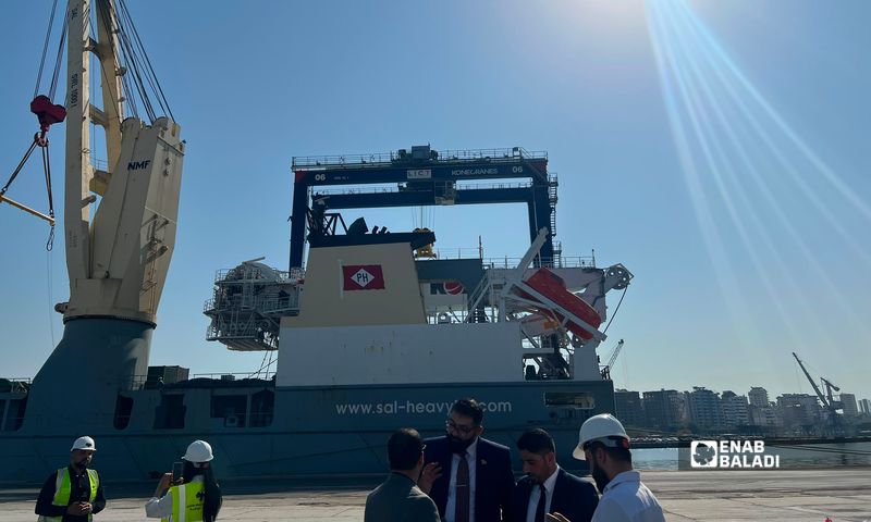 Latakia Port receives modern gantry cranes to develop and modernize Lattakia International Container Terminal, October 22, 2026 (Enab Baladi/Doha Saqqa)