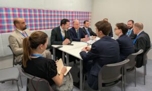 Syrian Finance Minister Mohammed Yisr Barnieh and Central Bank of Syria Governor Safwat Raslan discuss ways to support Syria’s financial and banking reforms with US Treasury officials, October 14, 2026 (Syrian Finance Ministry/Facebook)