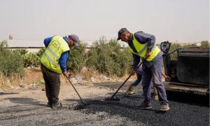 Maintenance work on the Homs-Salamiyah road to improve road conditions and reduce the risk of accidents, October 12, 2026 (Homs Governorate).