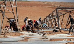 Repair work on the 230-kilovolt Ghazalat al-Kom high-voltage transmission line supplying Suwayda governorate, September 20, 2025 (SANA).