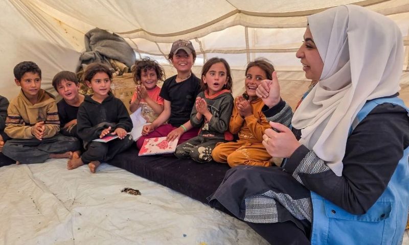 UNICEF-supported mobile teams specializing in child protection provide essential services and support to children and caregivers in southern Syria, July 14, 2026 (UNICEF Syria)