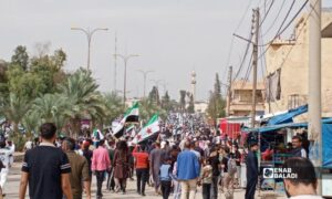 A demonstration in Al-Hasakah calling for state control and an end to overlapping administrative and security authorities, October 9, 2026 (Enab Baladi)