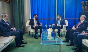 Syrian President Ahmed al-Sharaa meets Iraqi Prime Minister Ali al-Zaidi in New York, September 23, 2026 (SANA).
