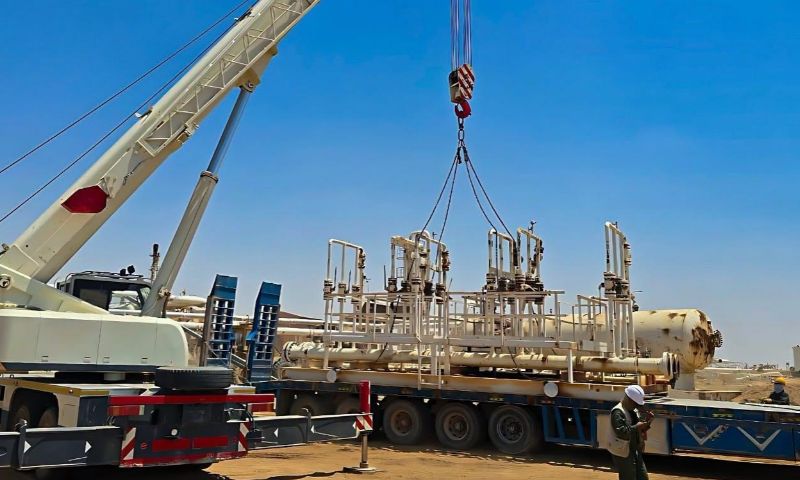 Rehabilitation work on oil infrastructure at al-Omar oil field, June 27, 2026 (Syrian Petroleum Company)